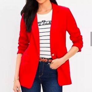 NWT LOFT Emory Long Modern Blazer RED women’s size 0 size XS